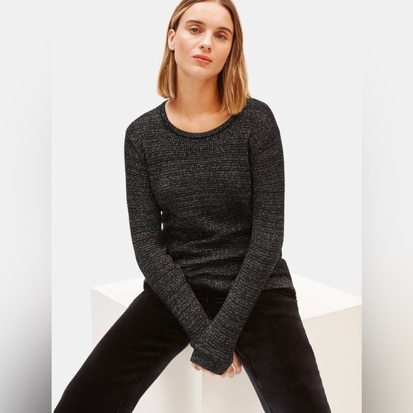 NWT Eileen‎ Fisher Merino Sparkle Crew Neck Top in Responsible Wool XS